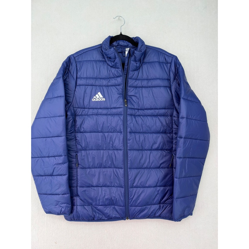 Adidas Men's Puffer Jacket Medium Blue Lightweight Full Zip NWOT